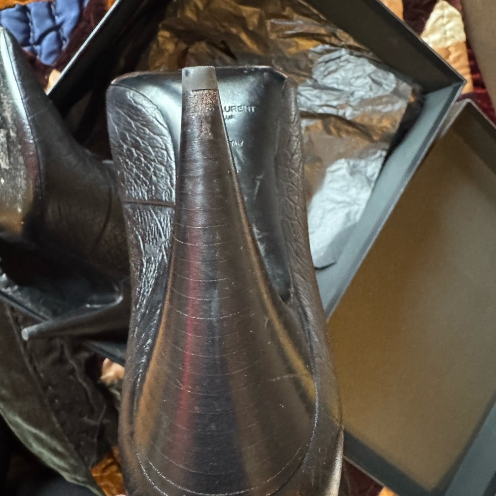 Rare Saint Laurent Croc Leather Black Ankle Booties - Picture 9 of 11